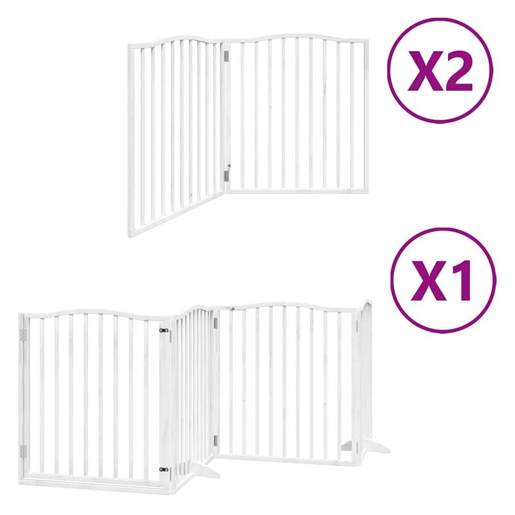 Vrata za pse s vratašcima 8 panela sklopiva 640 cm drvo topole Bijela 80 x 90 x 2 cm
