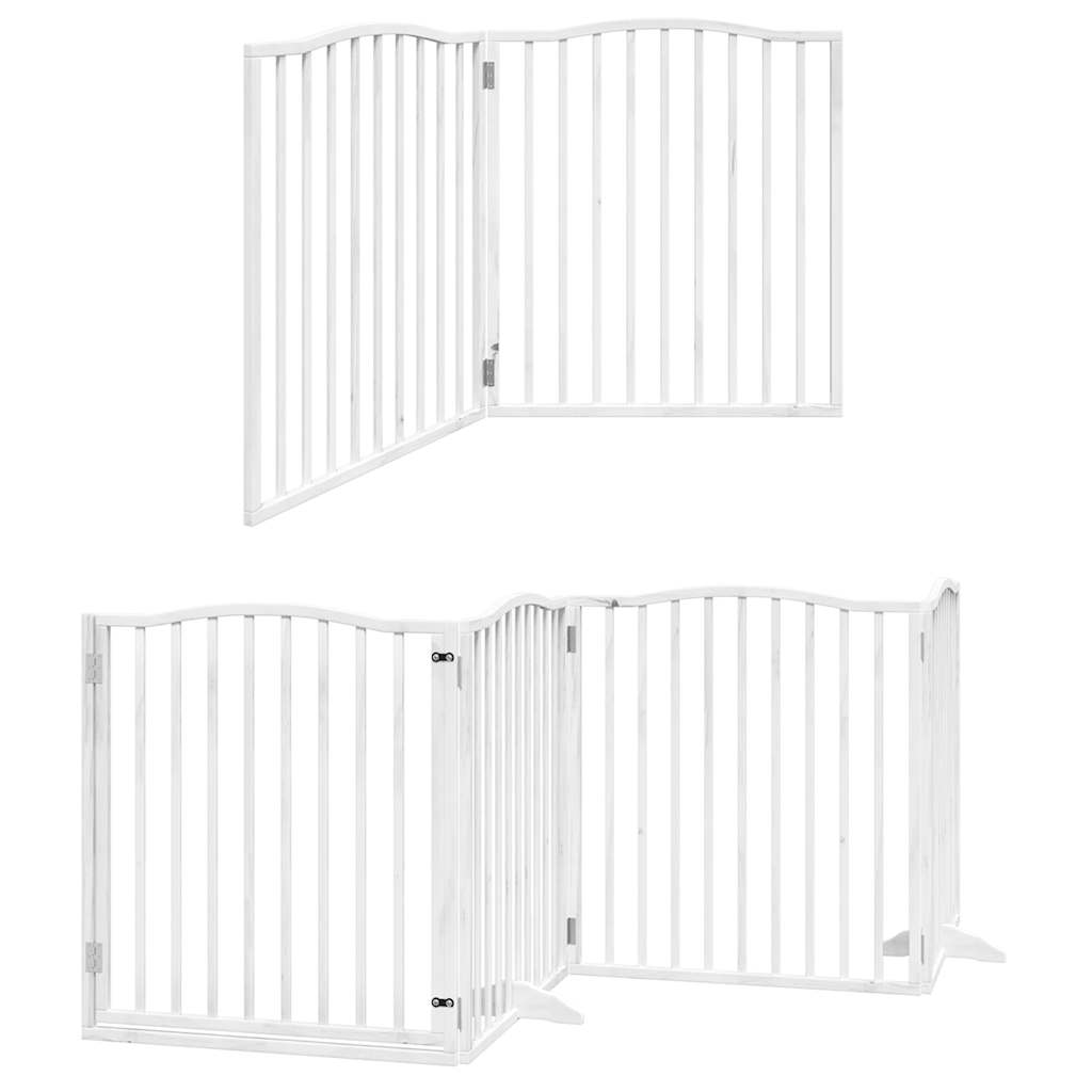 Vrata za pse s vratašcima 8 panela sklopiva 640 cm drvo topole Bijela 80 x 90 x 2 cm