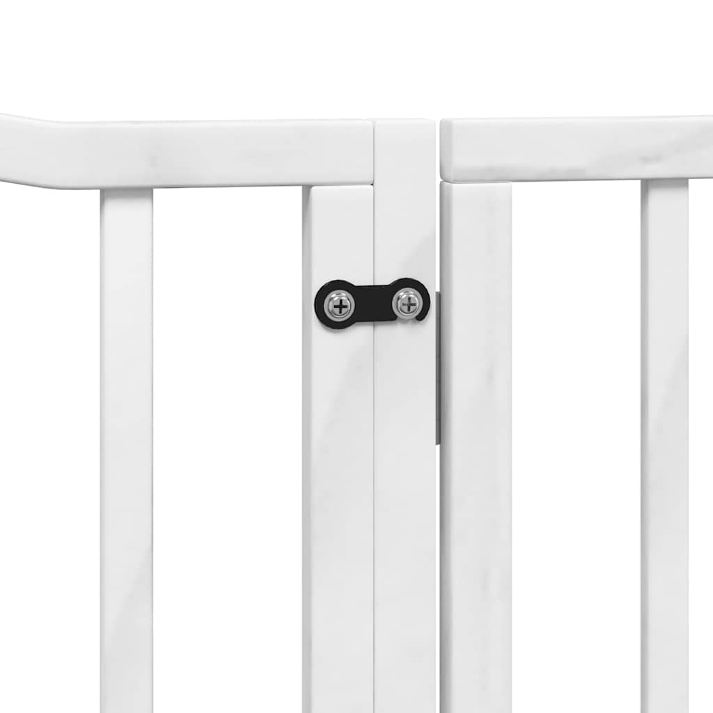 Vrata za pse s vratašcima 8 panela sklopiva 640 cm drvo topole Bijela 80 x 90 x 2 cm