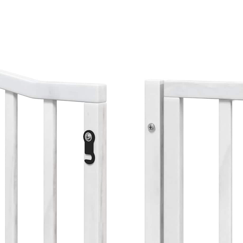 Vrata za pse s vratašcima 8 panela sklopiva 640 cm drvo topole Bijela 80 x 90 x 2 cm