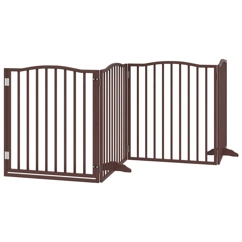 Vrata za pse s vratašcima 6 panela sklopiva 480 cm drvo topole Smeđa 80 x 90 x 2 cm