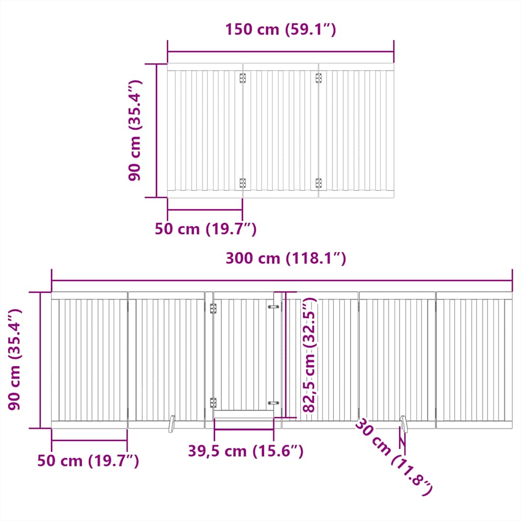 Vrata za pse s vratašcima 15 panela sklopiva 750 cm drvo topole