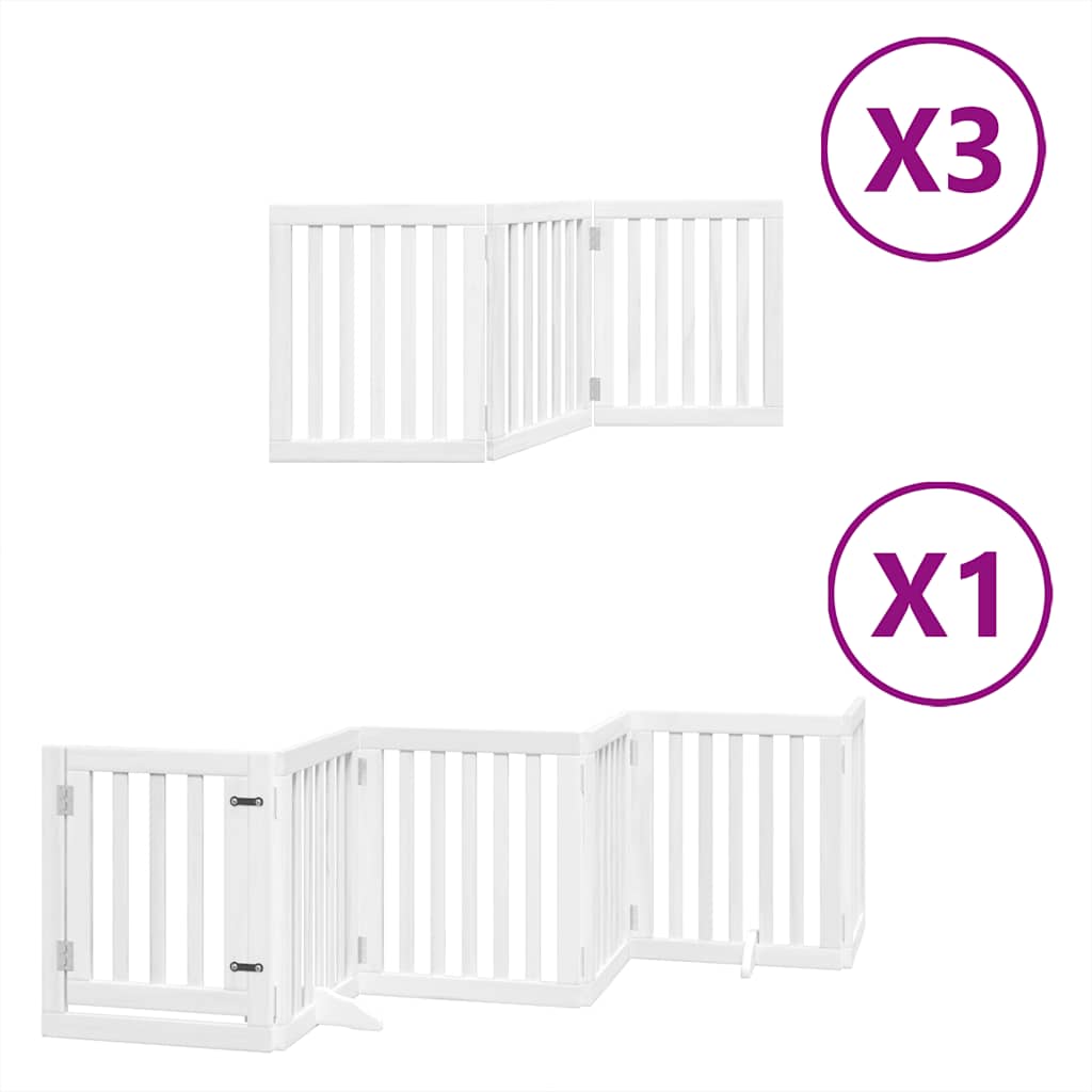 Vrata za pse s vratašcima 15 panela sklopiva 750 cm drvo topole Bijela 50 x 60 x 2 cm