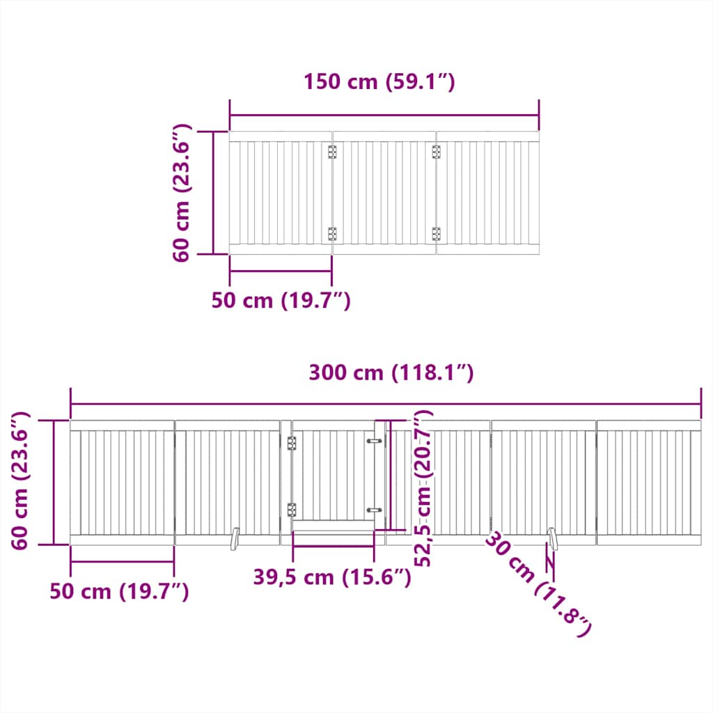 Vrata za pse s vratašcima 9 panela sklopiva 450 cm drvo topole