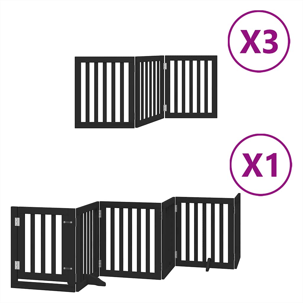 Vrata za pse s vratašcima 15 panela sklopiva 750 cm drvo topole