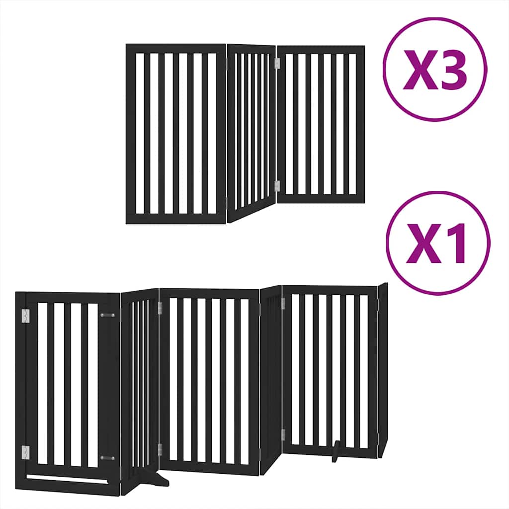 Vrata za pse s vratašcima 15 panela sklopiva 750 cm drvo topole