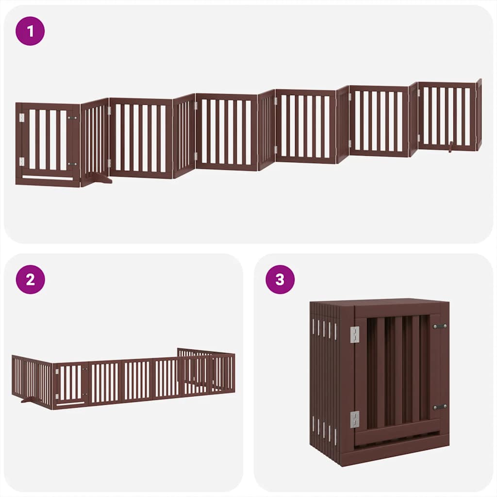 Vrata za pse s vratašcima 12 panela sklopiva 600 cm drvo topole