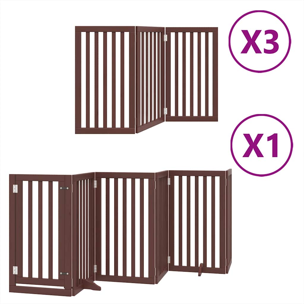 Vrata za pse s vratašcima 15 panela sklopiva 750 cm drvo topole
