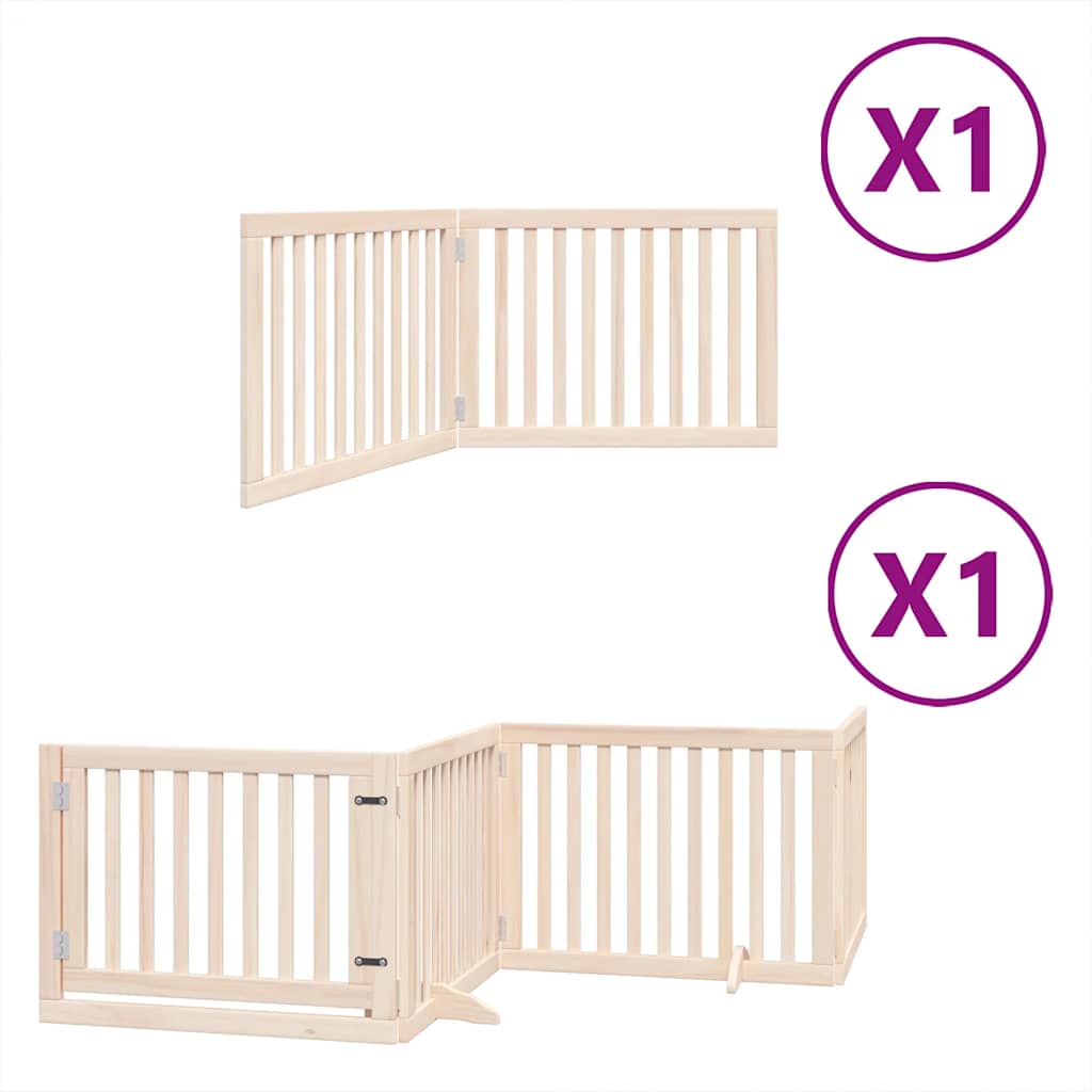 Vrata za pse s vratašcima 6 panela sklopiva 480 cm drvo topole