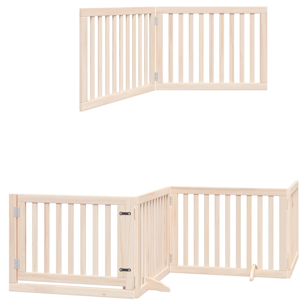 Vrata za pse s vratašcima 8 panela sklopiva 640 cm drvo topole