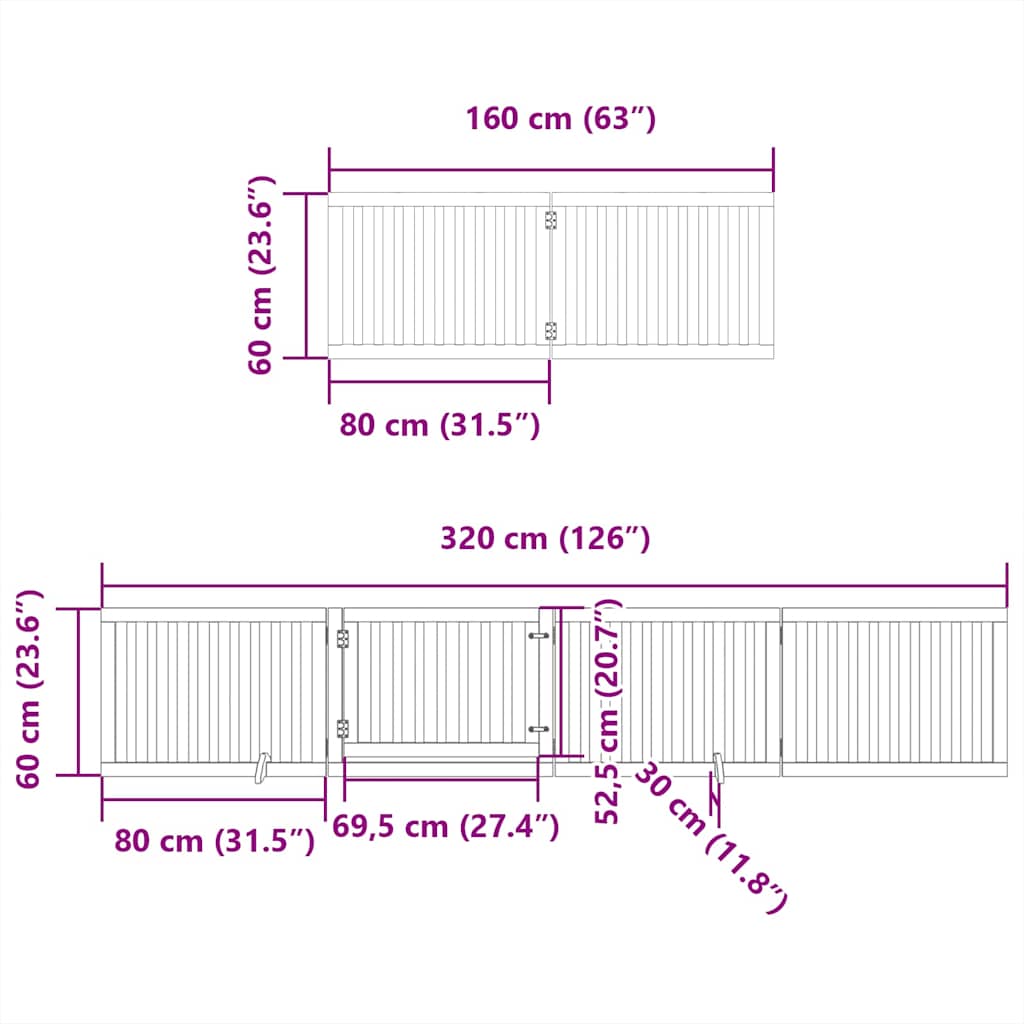 Vrata za pse s vratašcima 10 panela sklopiva 800 cm drvo topole