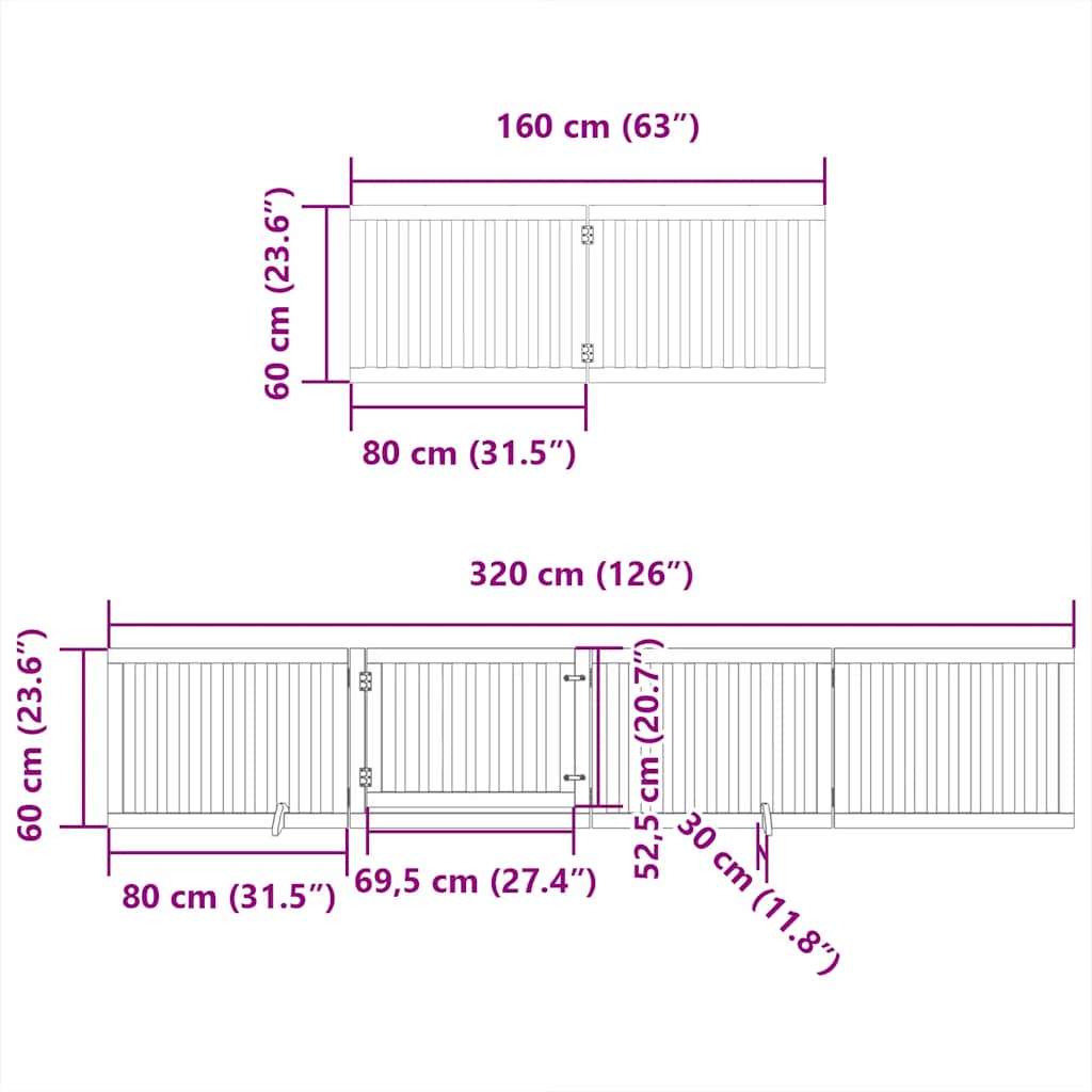 Vrata za pse s vratašcima 12 panela sklopiva 960 cm drvo topole