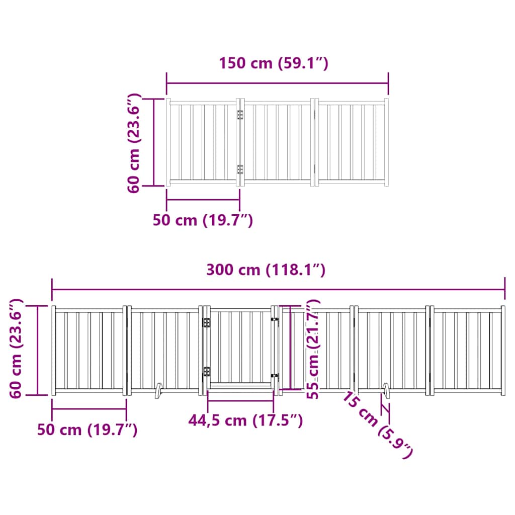 Vrata za pse s vratašcima 15 panela sklopiva 750 cm drvo topole