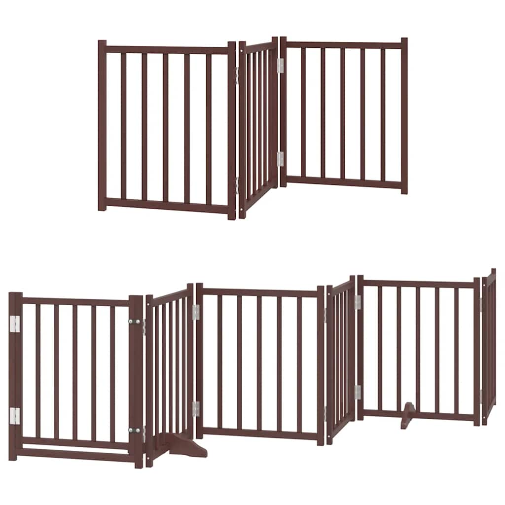 Vrata za pse s vratašcima 15 panela sklopiva 750 cm drvo topole Smeđa 50 x 60 x 2 cm