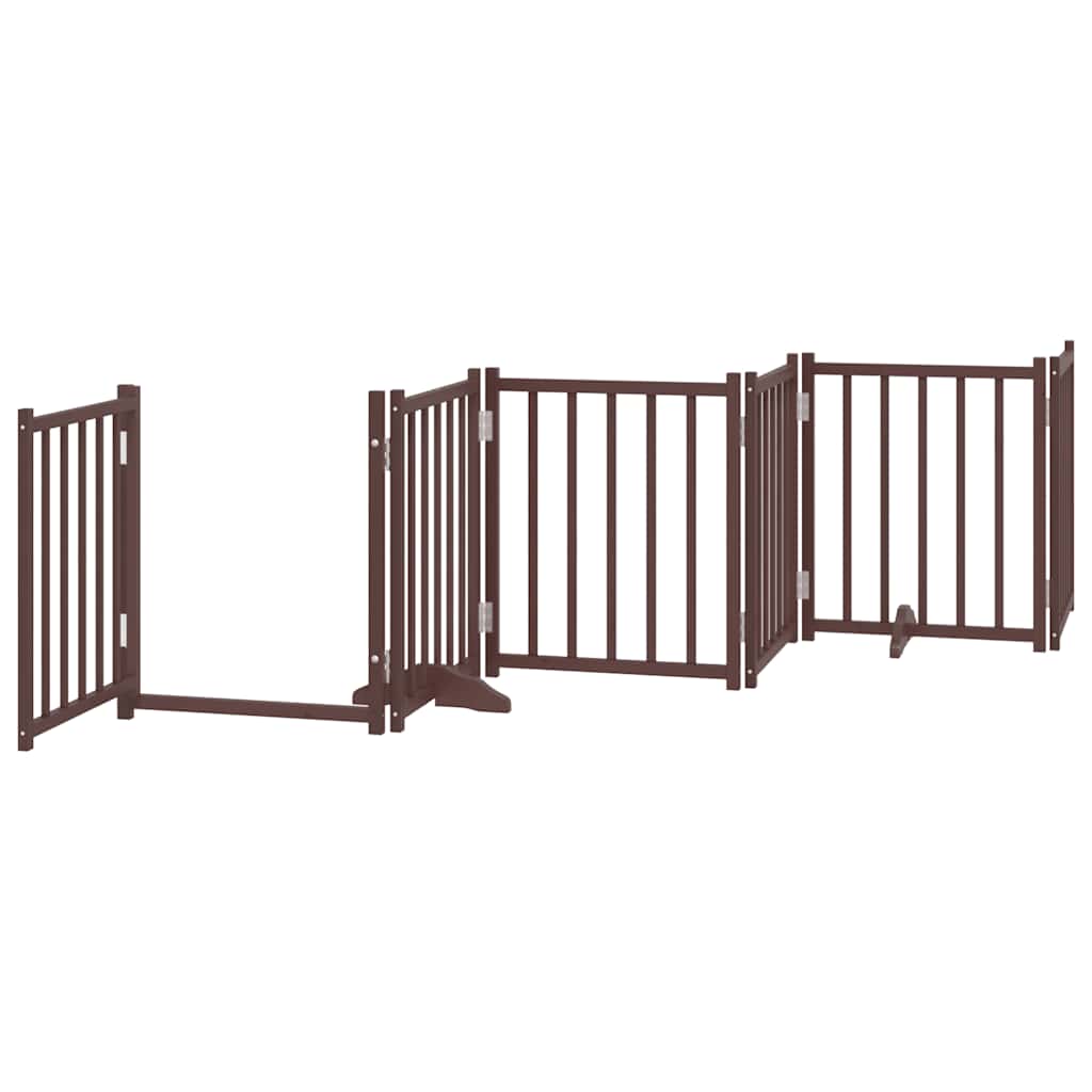 Vrata za pse s vratašcima 15 panela sklopiva 750 cm drvo topole Smeđa 50 x 60 x 2 cm