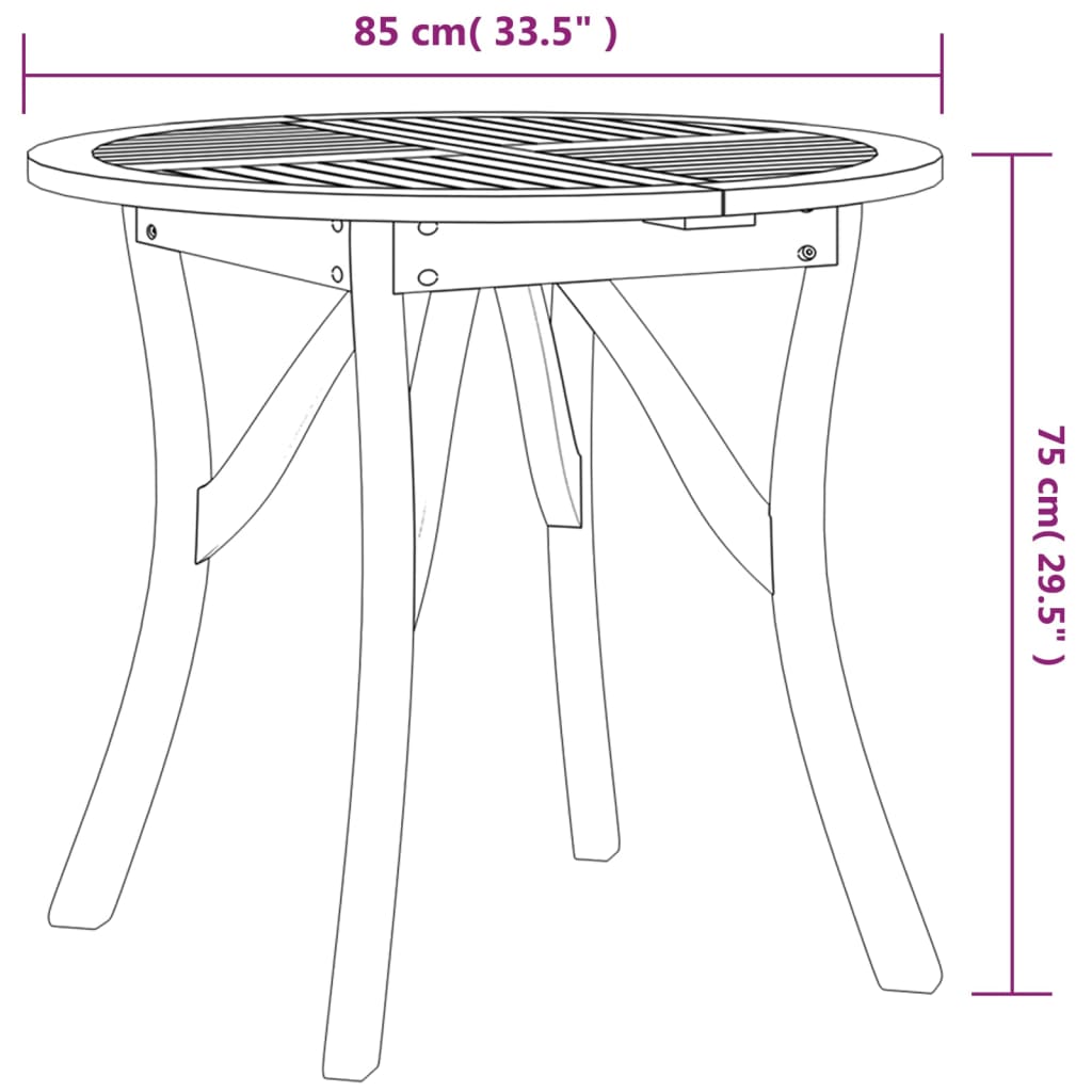 Vrtni stol Ø 85 cm od masivnog bagremovog drva