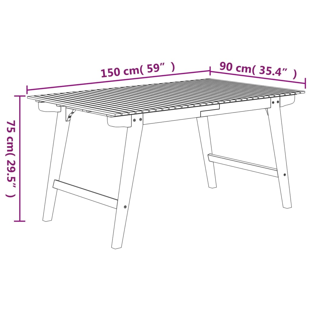 Vrtni stol 150x90x75 cm od masivnog bagremovog drva