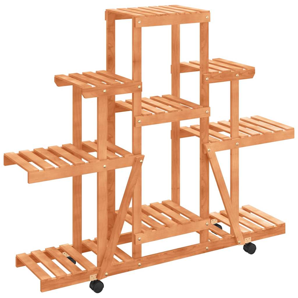 Stalak za cvijeće s kotačima 110x25x101 cm od masivne jelovine