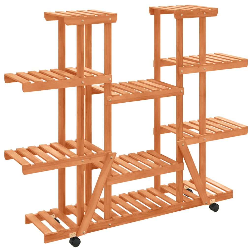 Stalak za cvijeće s kotačima 110x25x115 cm od masivne jelovine