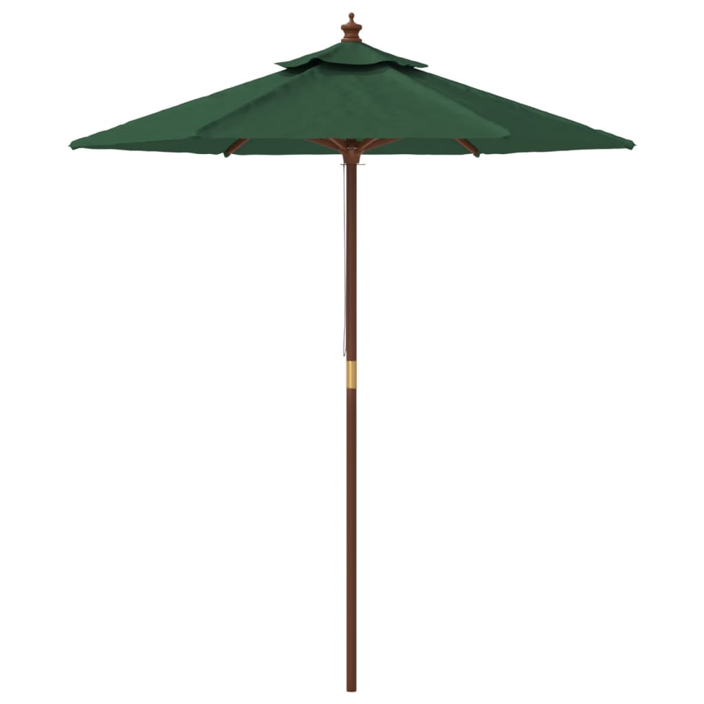 Vrtni suncobran s drvenim stupom zeleni 196 x 231 cm