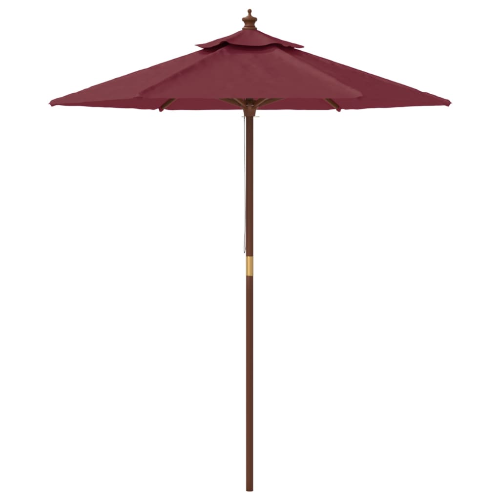 Vrtni suncobran s drvenim stupom bordo 196 x 231 cm