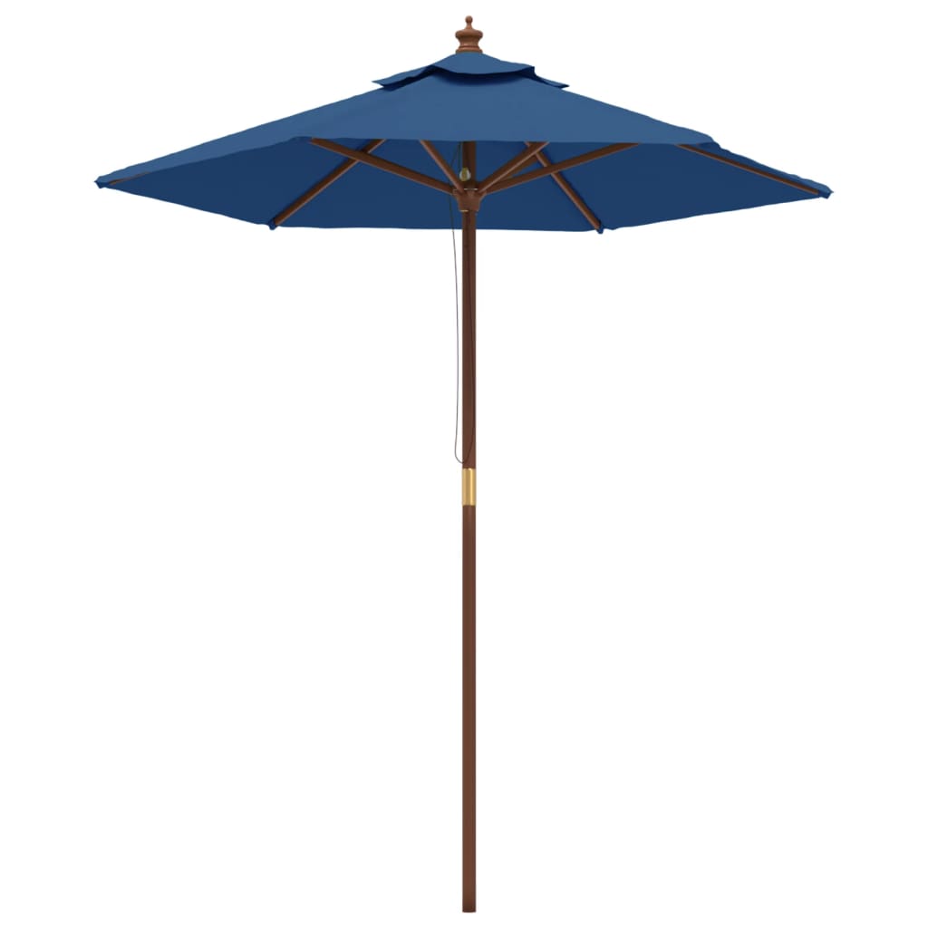 Vrtni suncobran s drvenim stupom azurnoplavi 196 x 231 cm