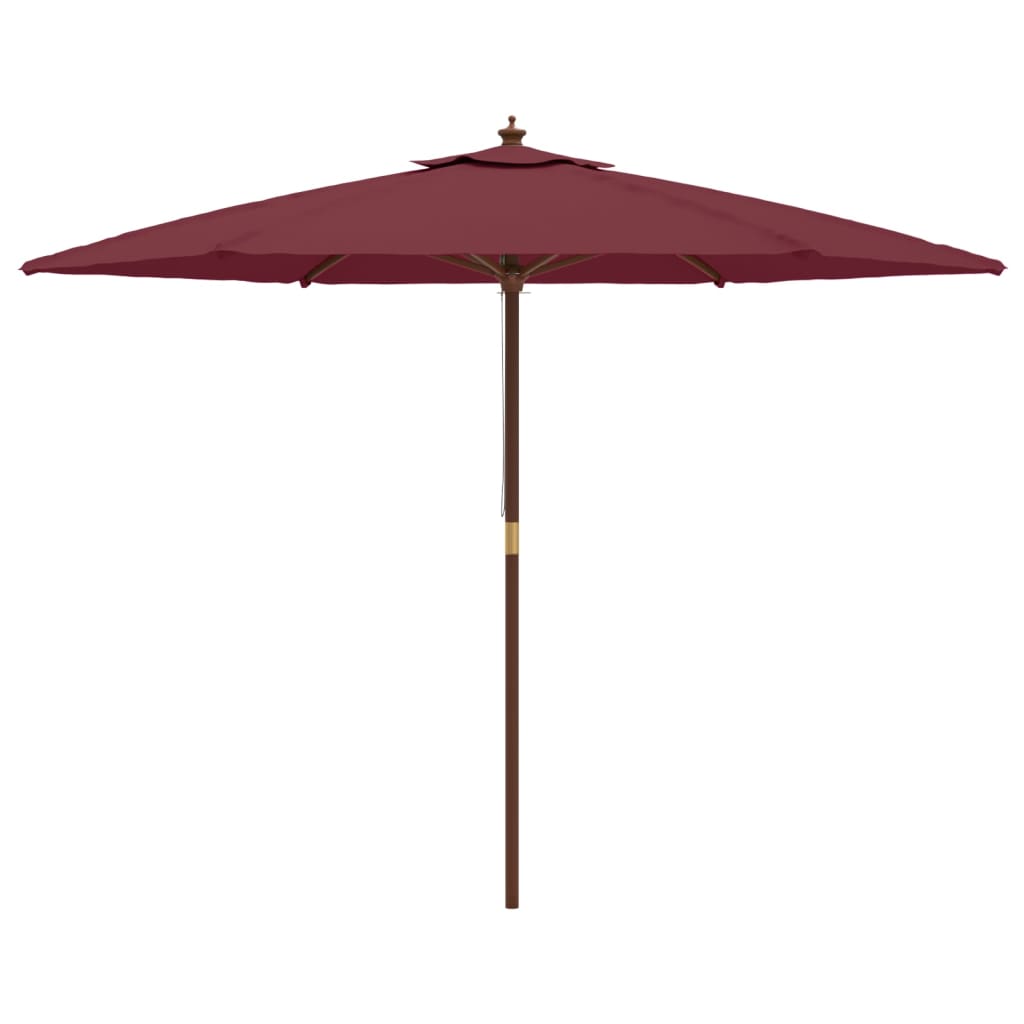 Vrtni suncobran s drvenim stupom bordo 299x240 cm