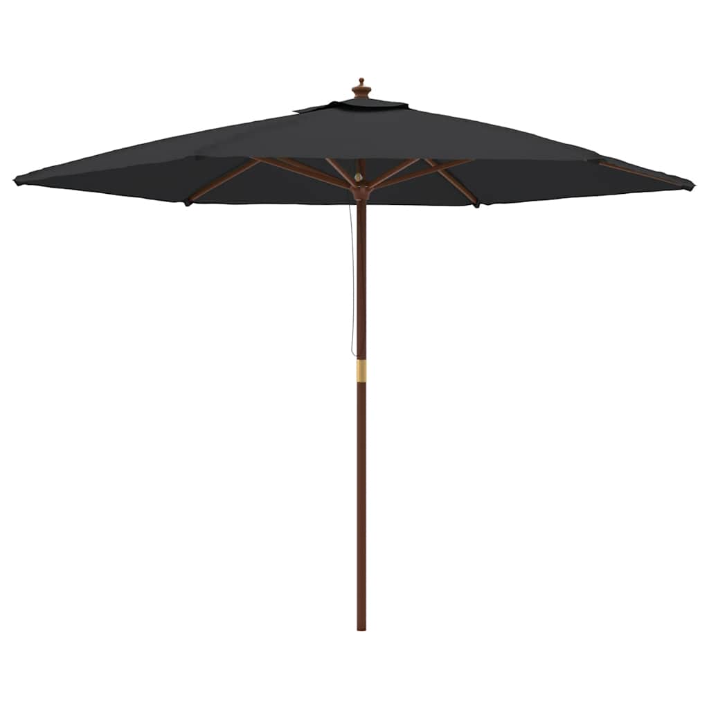 Vrtni suncobran s drvenim stupom crni 299 x 240 cm