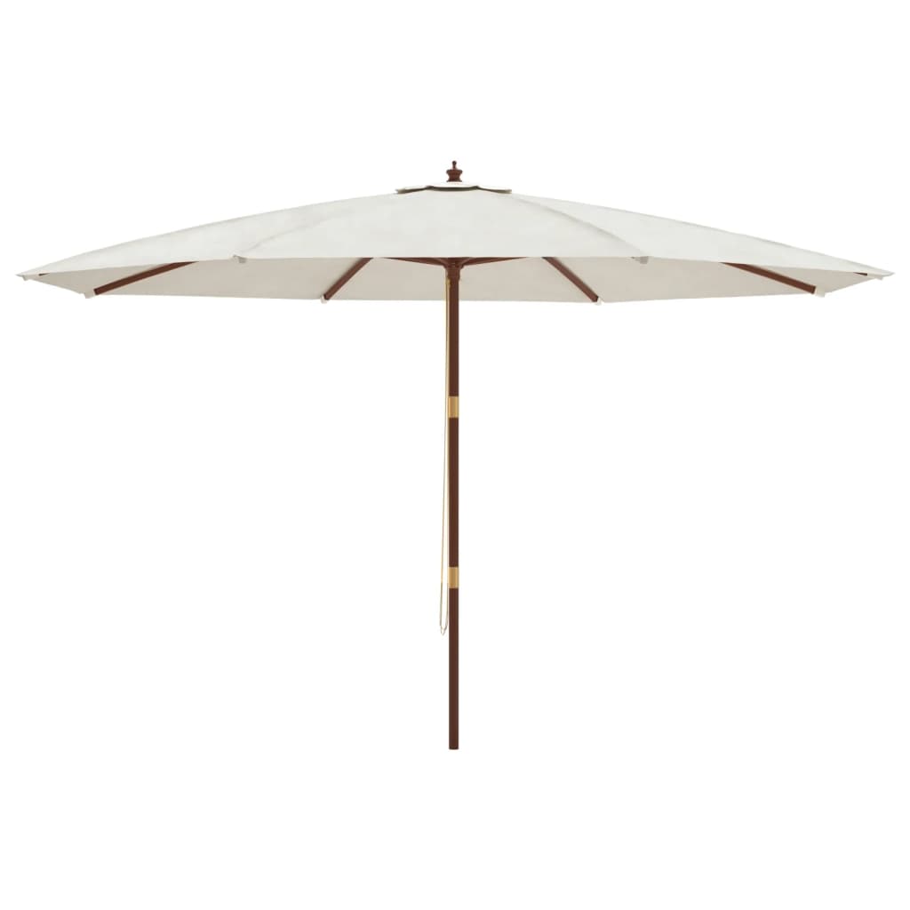 Vrtni suncobran s drvenim stupom boja pijeska 400 x 273 cm