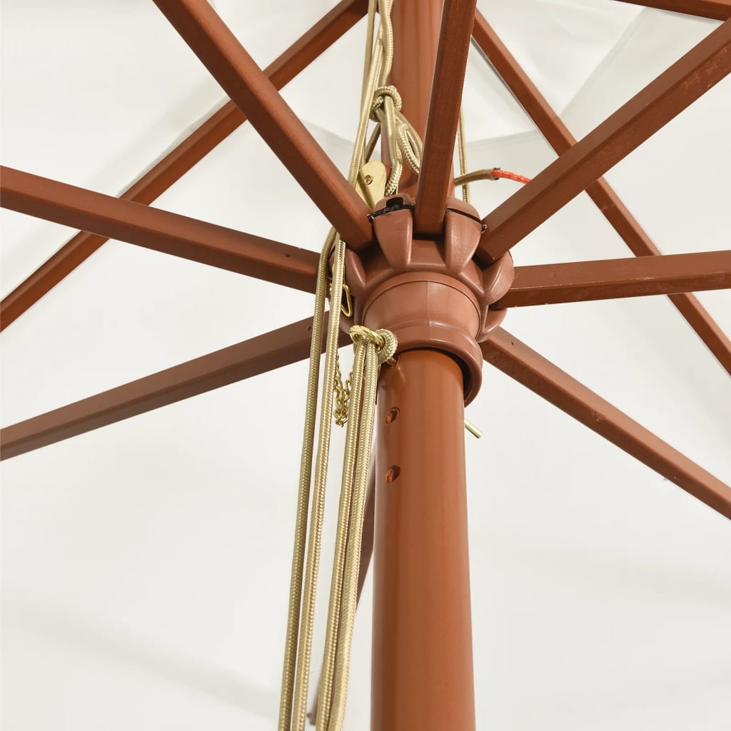 Vrtni suncobran s drvenim stupom boja pijeska 400 x 273 cm