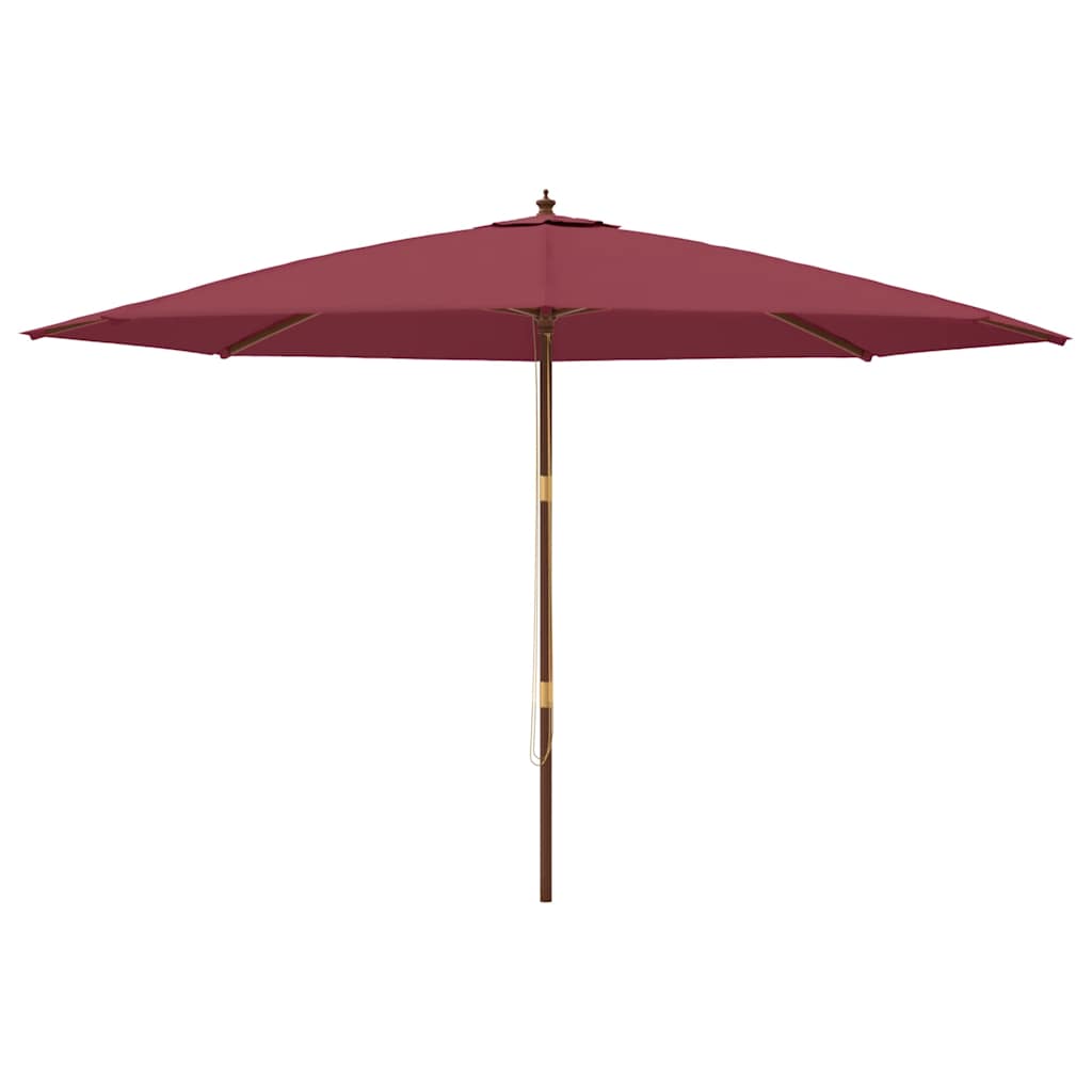 Vrtni suncobran s drvenim stupom bordo 400 x 273 cm