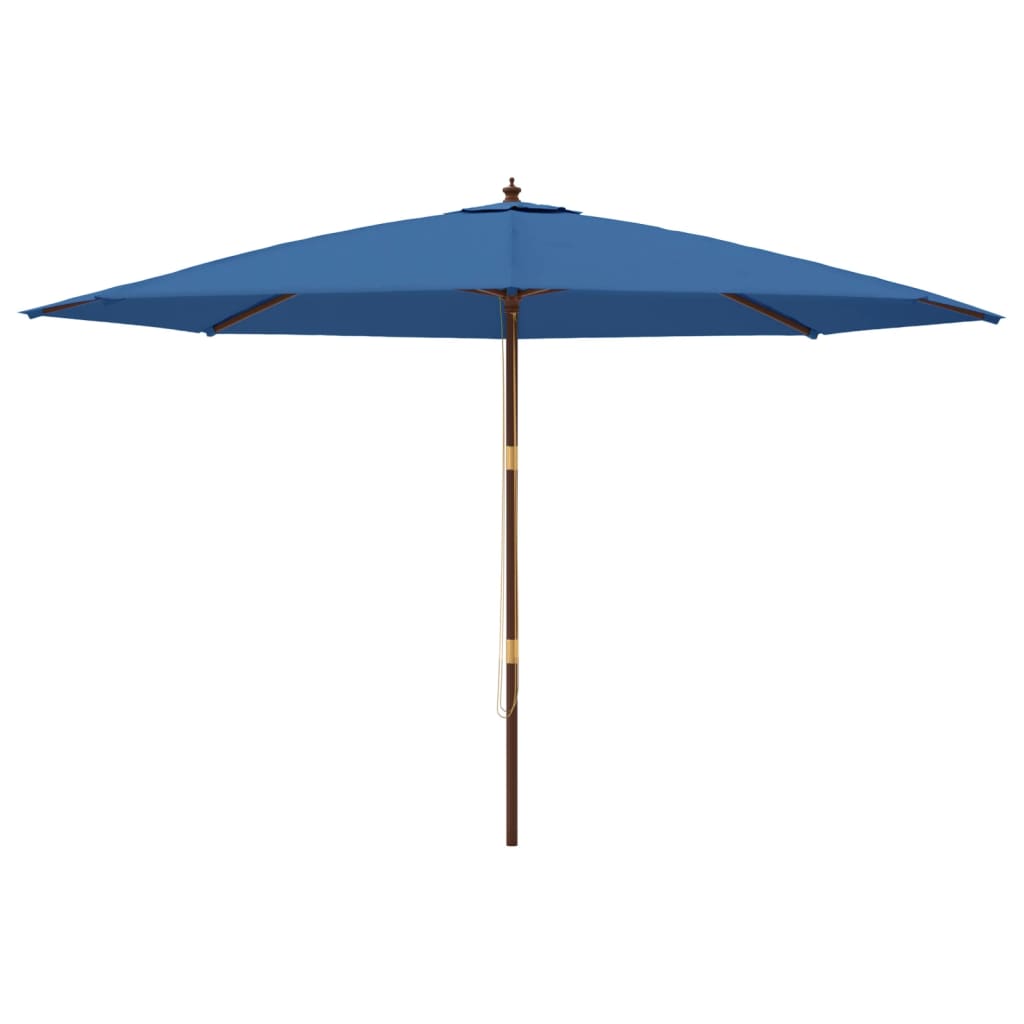 Vrtni suncobran s drvenim stupom azurnoplava 400x273 cm