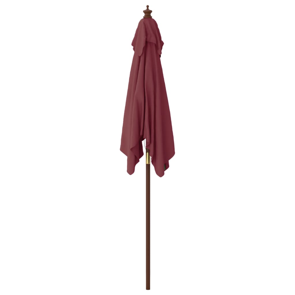Vrtni suncobran s drvenim stupom bordo 198 x 198 x 231 cm