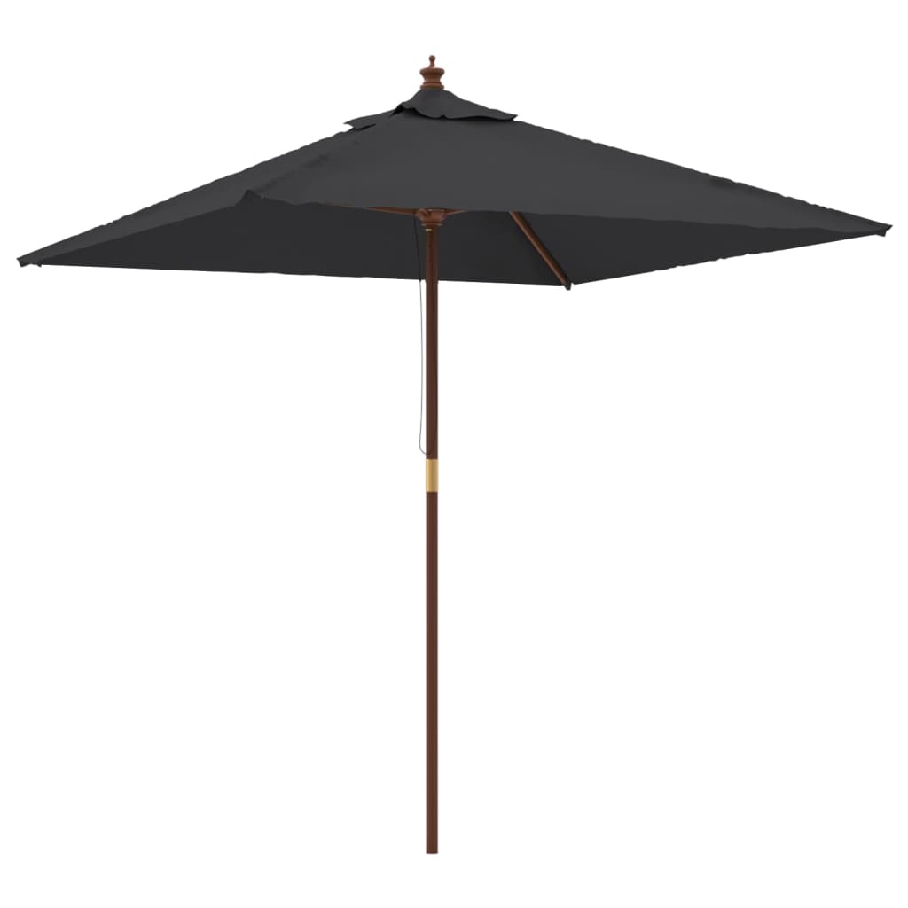 Vrtni suncobran s drvenim stupom crni 198 x 198 x 231 cm