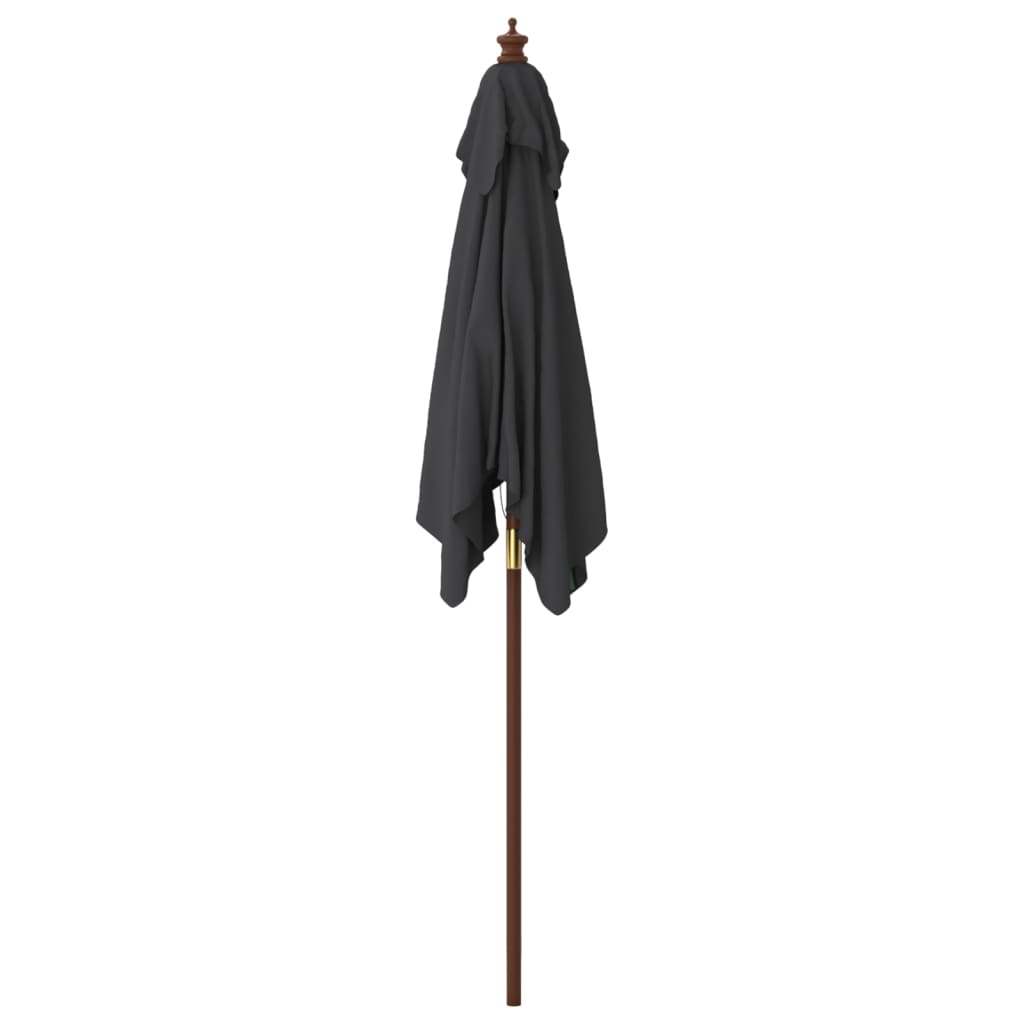Vrtni suncobran s drvenim stupom crni 198 x 198 x 231 cm