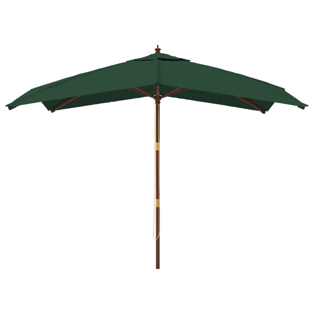 Vrtni suncobran s drvenim stupom zeleni 300 x 300 x 273 cm