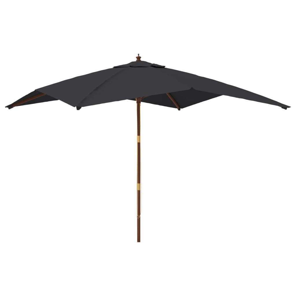 Vrtni suncobran s drvenim stupom crni 300x300x273 cm