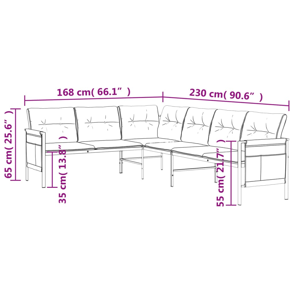 Kutna vrtna sofa antracit od čelika i tekstilena