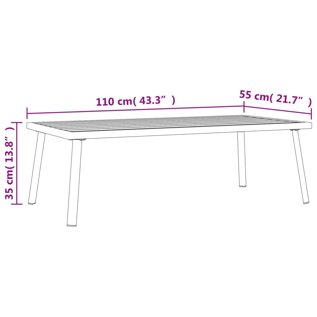 Vrtni stolić za kavu antracit 110 x 55 x 35 cm čelični