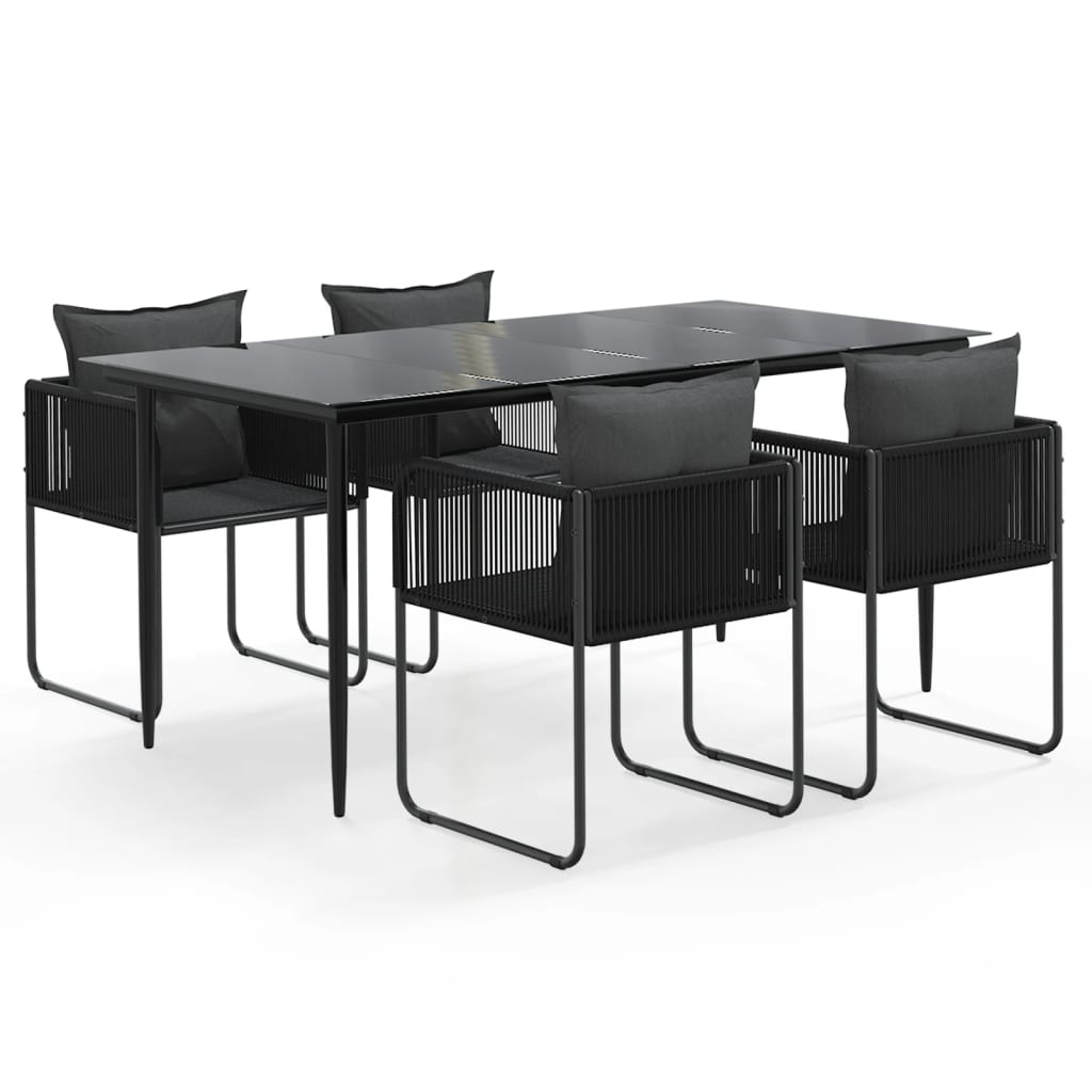 5-dijelni vrtni blagovaonski set crni