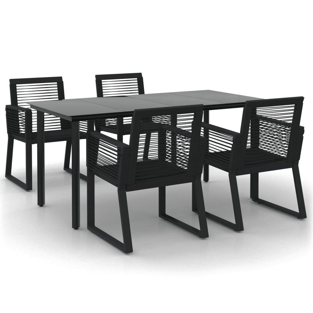 5-dijelni vrtni blagovaonski set od PVC ratana crni