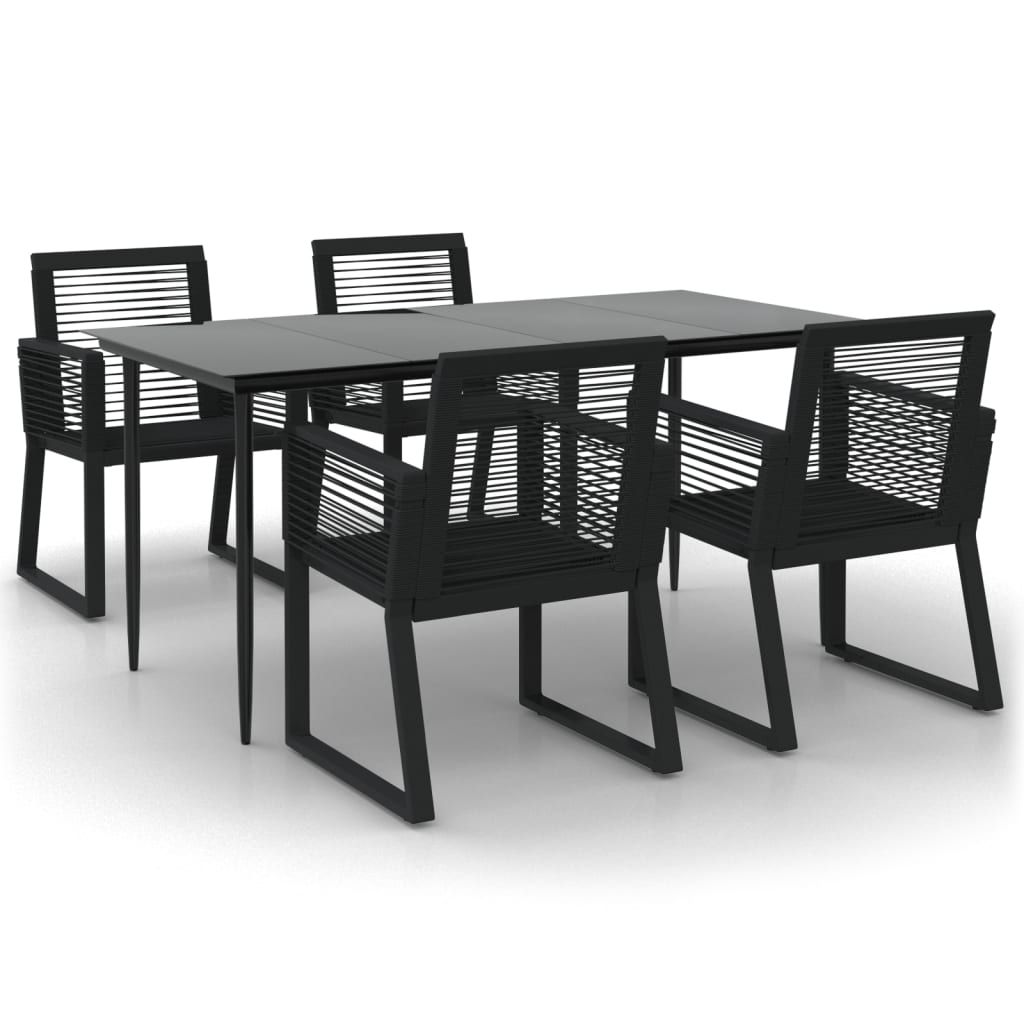 5-dijelni vrtni blagovaonski set od PVC ratana crni