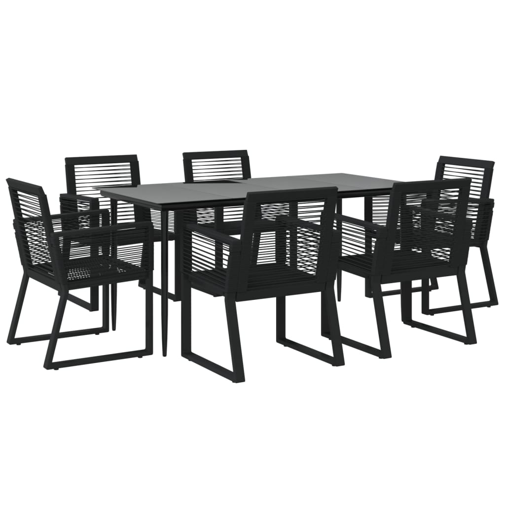 7-dijelni vrtni blagovaonski set od PVC ratana crni