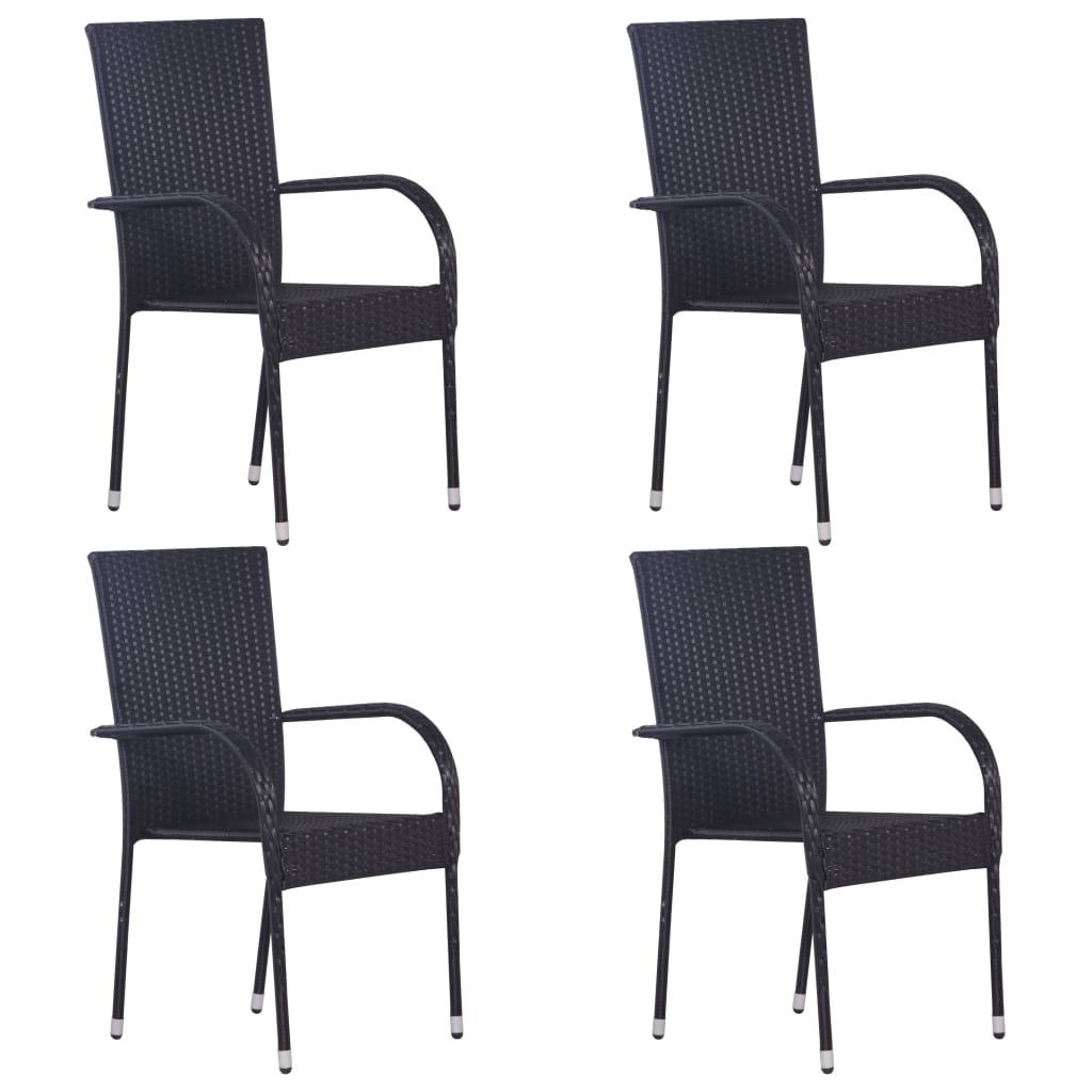 5-dijelni vrtni blagovaonski set od poliratana crni Crna Dužina stola 160 cm