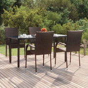 5-dijelni vrtni blagovaonski set od poliratana smeđi Smeđa 160 cm table length