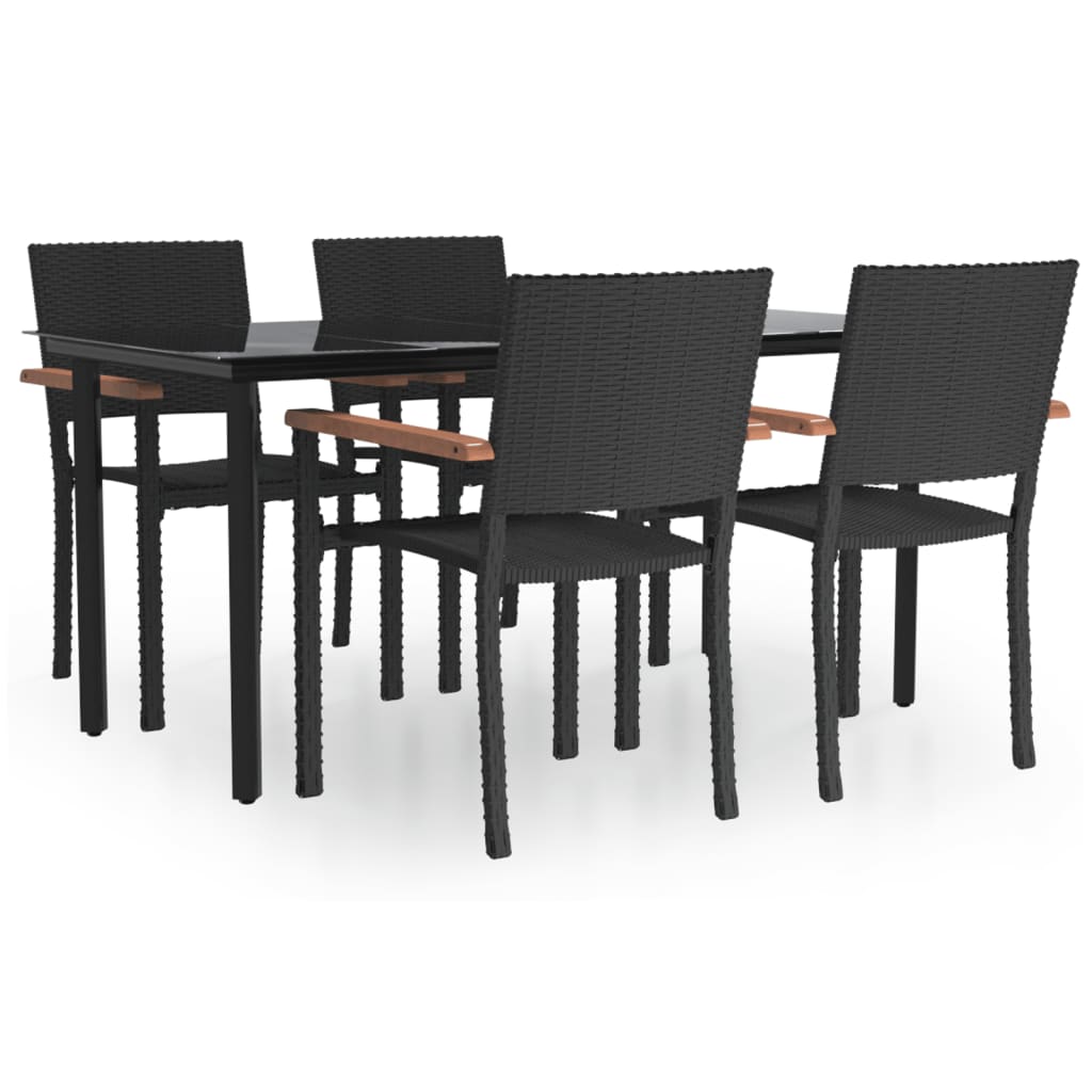 5-dijelni vrtni blagovaonski set od poliratana crni