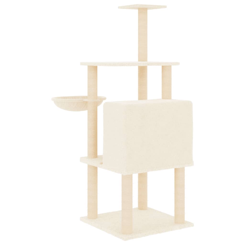 Penjalica za mačke sa stupovima za grebanje krem 132 cm