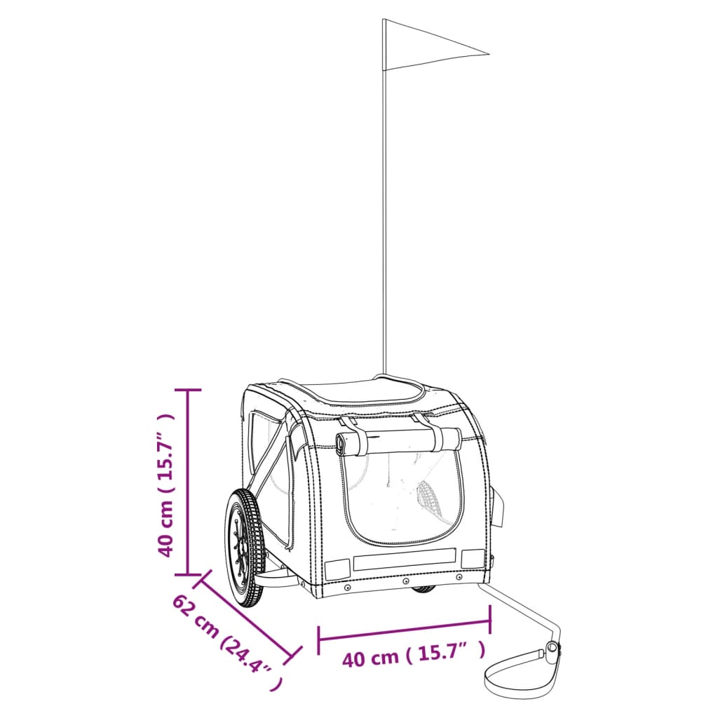 Prikolica za bicikl za ljubimce žuto-siva od tkanine i željeza