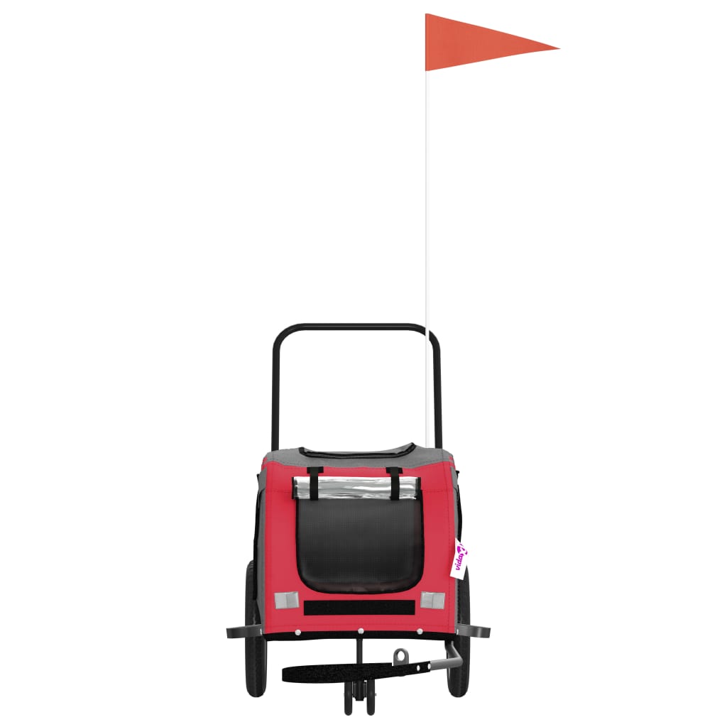 Prikolica za bicikl za ljubimce crveno-crna tkanina i željezo