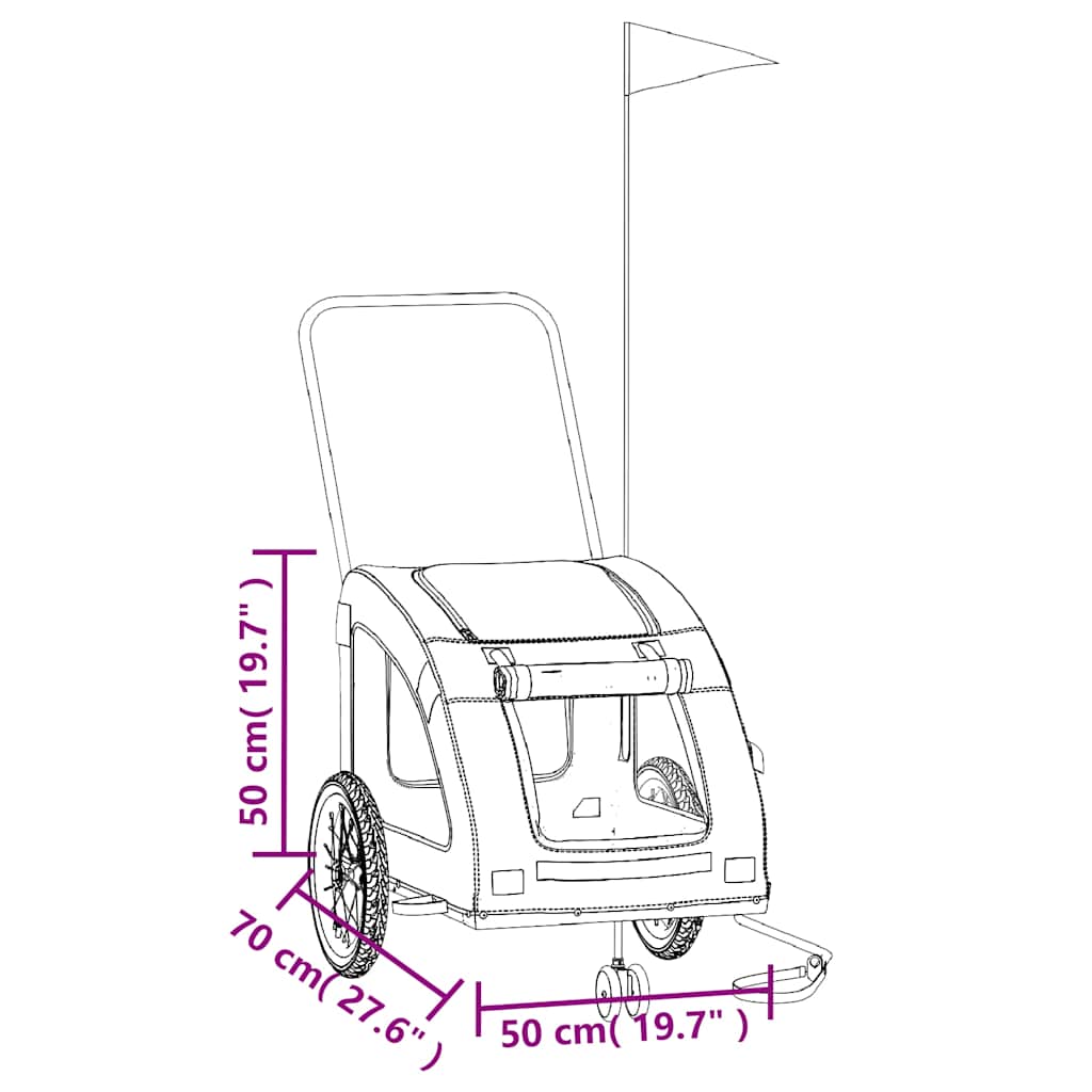 Prikolica za bicikl za ljubimce crvena od tkanine i željeza